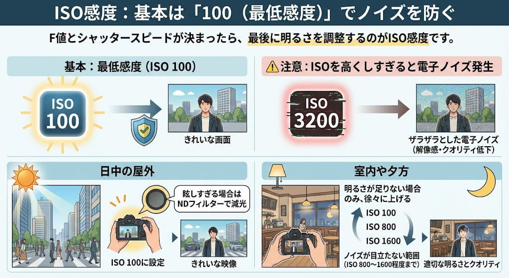 ISO感度とノイズ解説図
