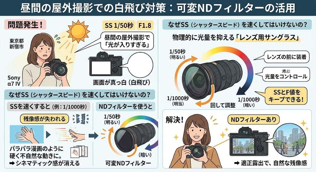 白飛び対策NDフィルター解説図