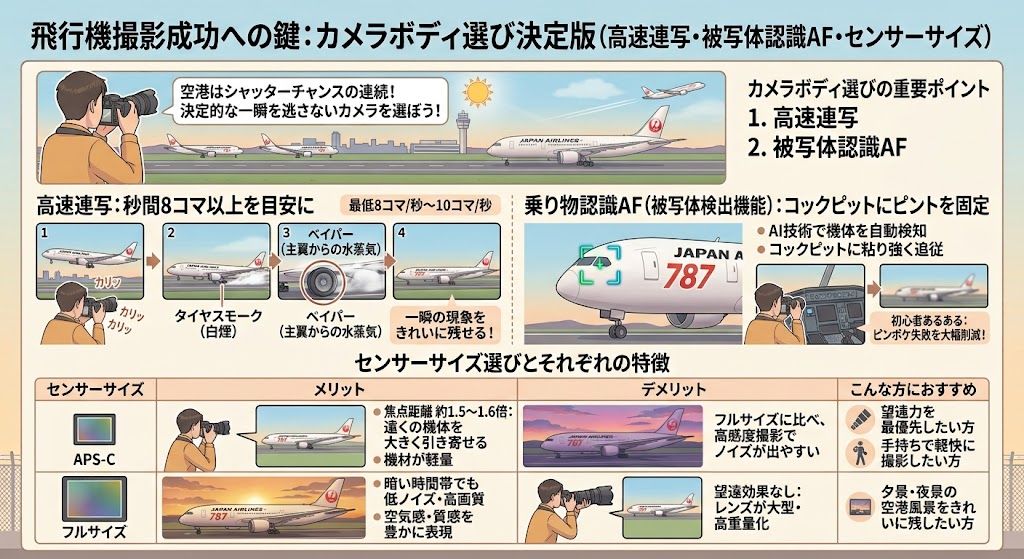 高速連写と被写体認識AFの解説イラスト