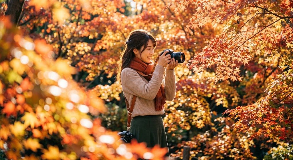 単焦点レンズで撮影を楽しむ様子