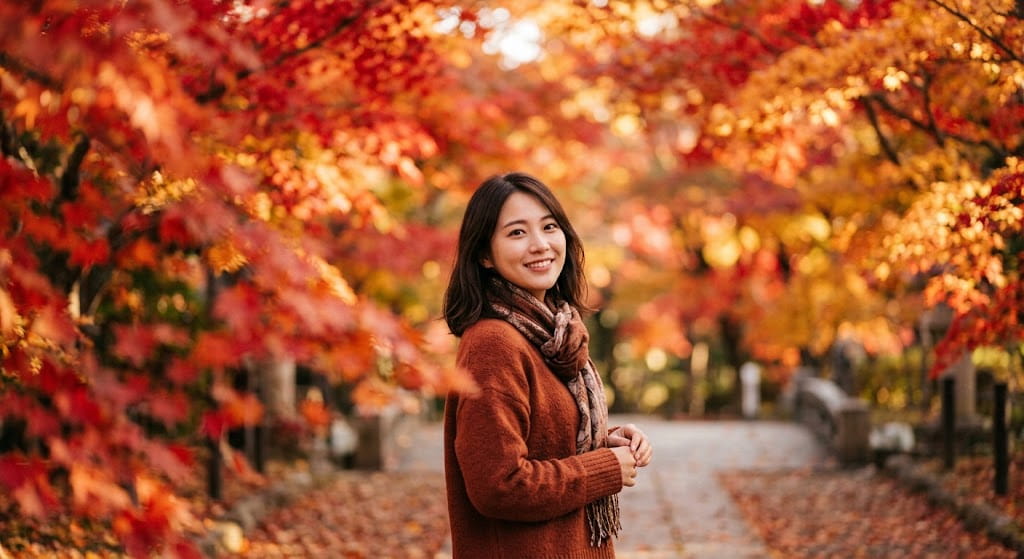 女性の屋外ロケーションポートレート