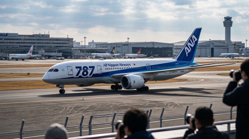 タキシングする全日本空輸のボーイング787-8