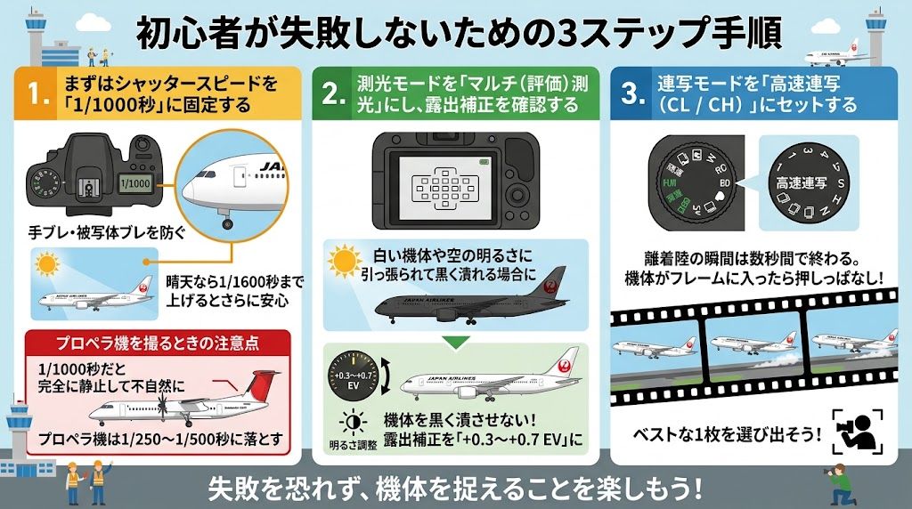 失敗しないための3ステップ手順解説イラスト