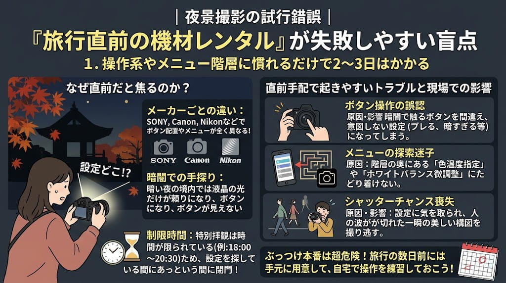 カメラのメニュー操作解説イラスト