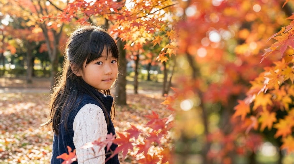 逆光で振り返る女の子