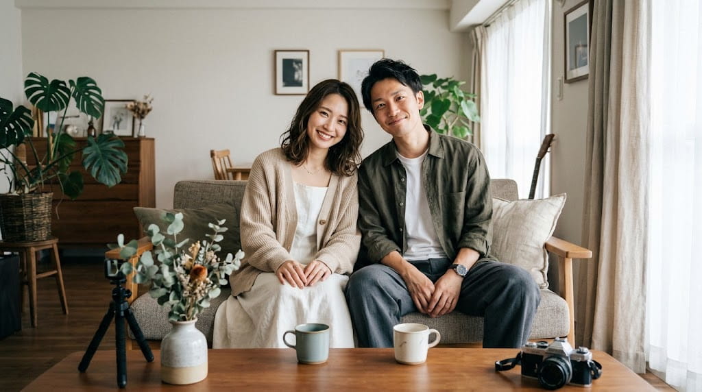 自宅で夫婦の記念日セルフフォトのイメージ